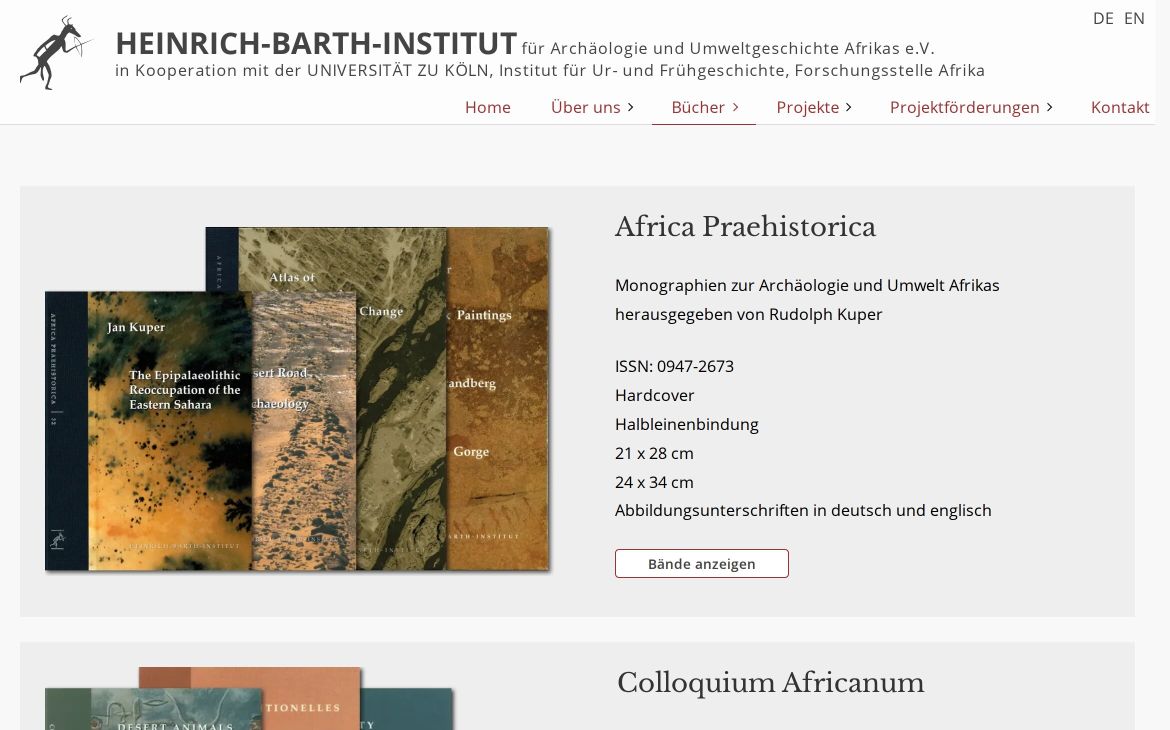 Webdesign-Referenz hbi.uni-koeln.de – Vereine & Institutionen