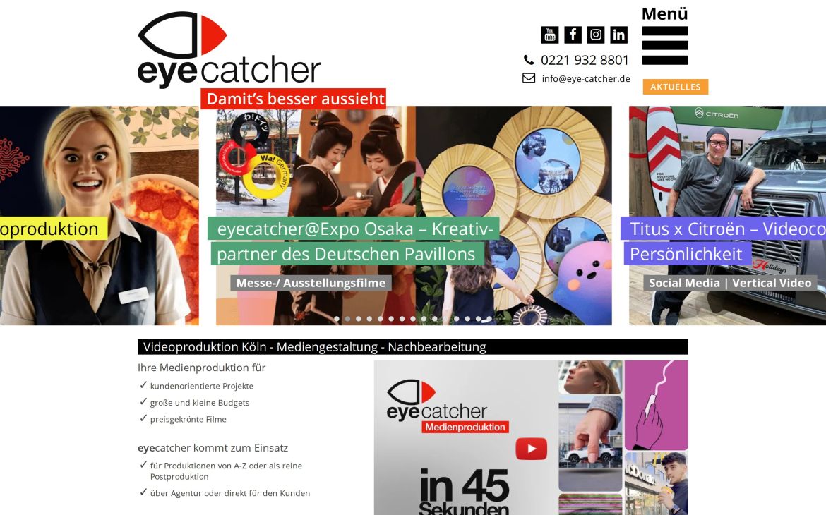 Webdesign-Referenz eye-catcher.de – Foto, Film & Video
