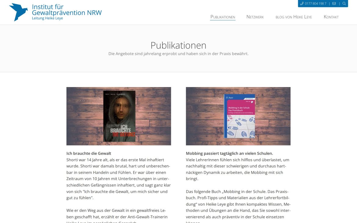 Webdesign-Referenz institut-fuer-gewaltpraevention-nrw.de – Coaching & Training
