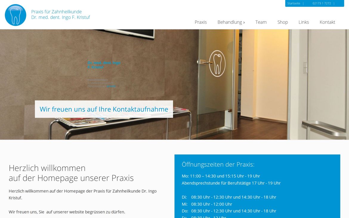Webdesign-Referenz dr-kristuf.de – Praxen