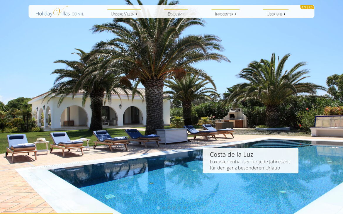 Screenshot der Webseite holidayvillasconil.com