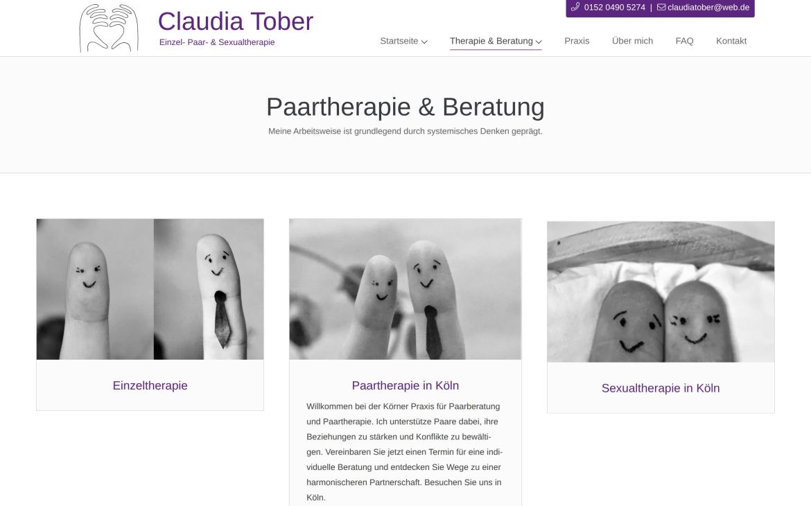 Webdesign-Referenz paartherapie-koeln.net – Praxen