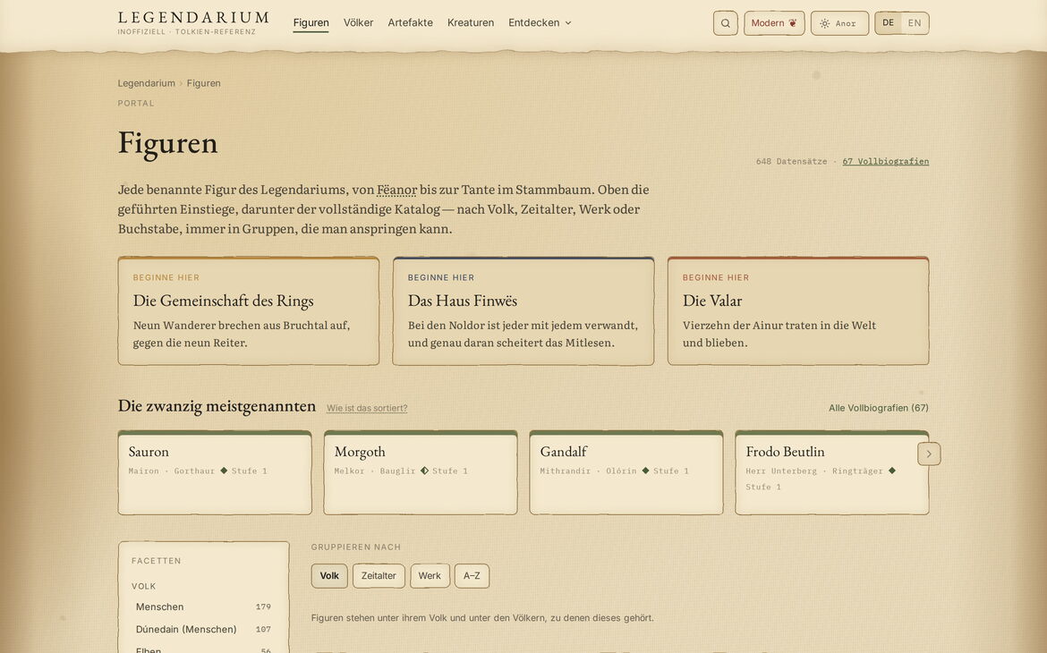 Web design reference legendarium.page – Own projects