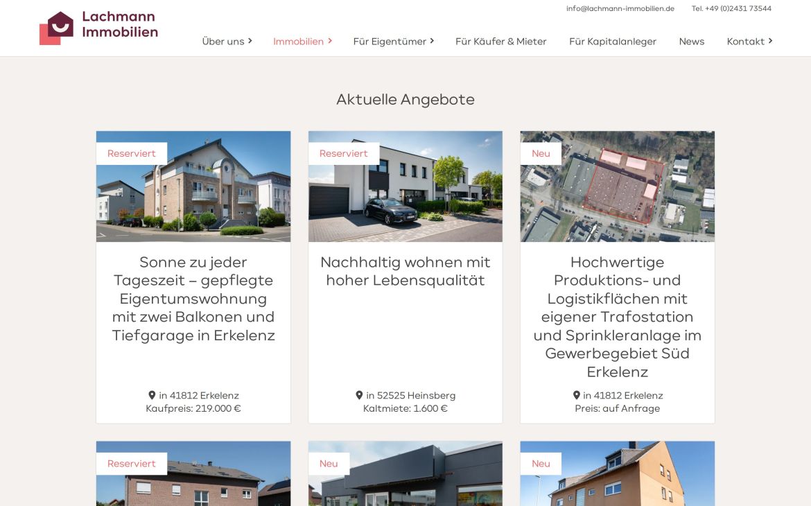 Webdesign-Referenz lachmann-immobilien.de – Immobilien