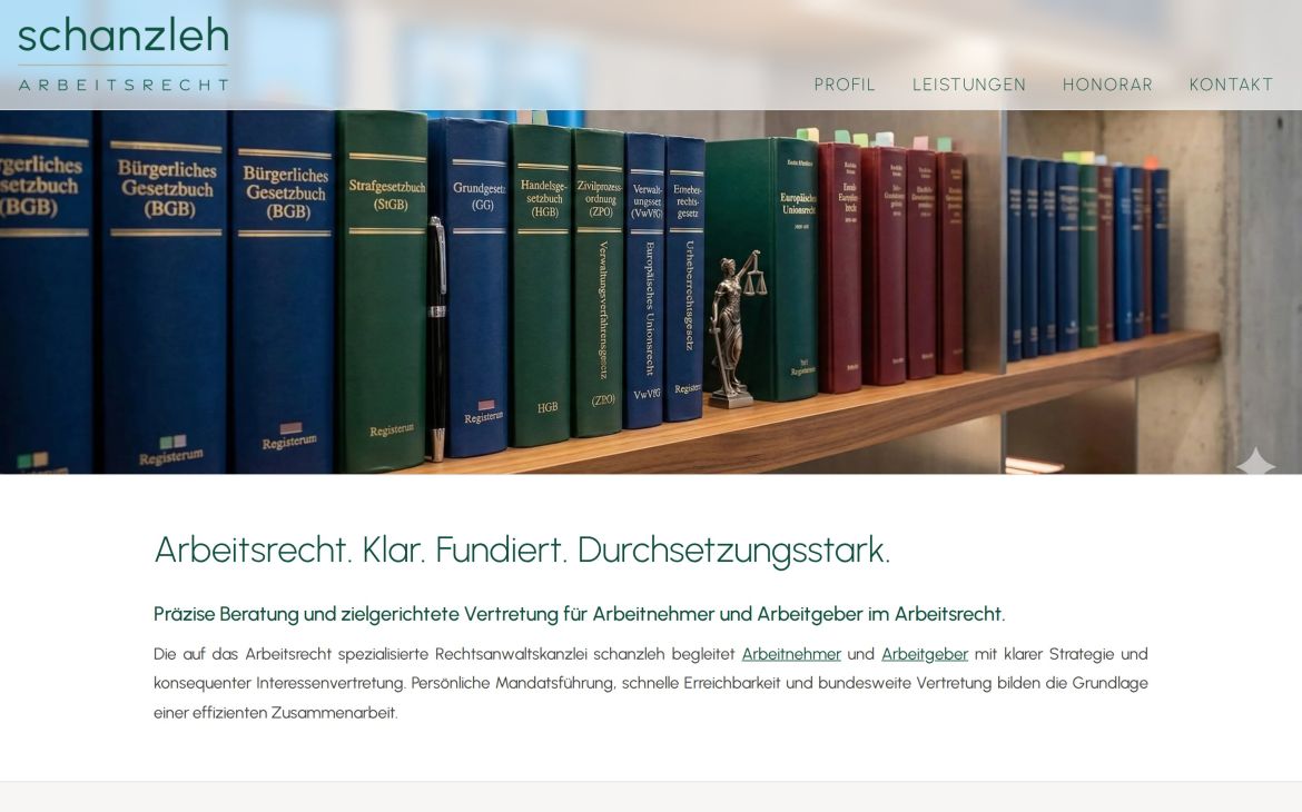 Webdesign-Referenz schanzleh.de – Beratung & Kanzlei