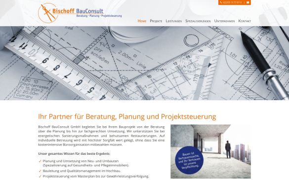 Webdesign-Referenz bischoff-bauconsult.de – Bau & Handwerk