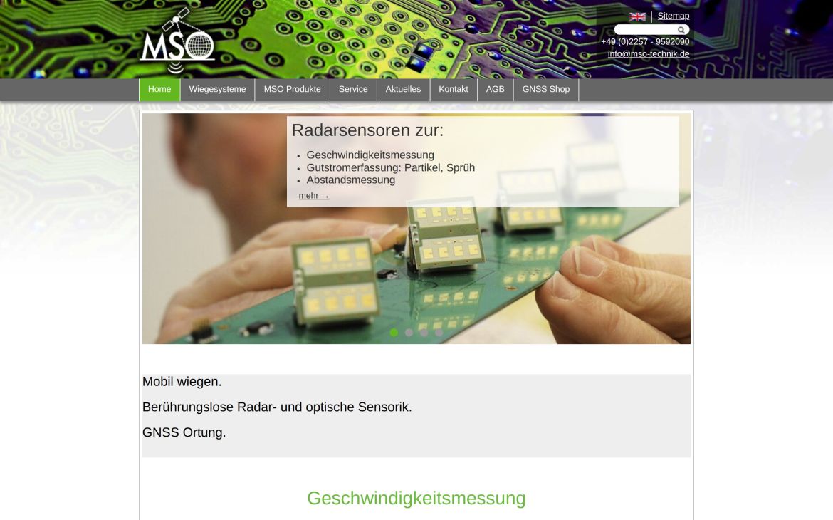 Webdesign-Referenz mso-technik.de – Industrie & Technik