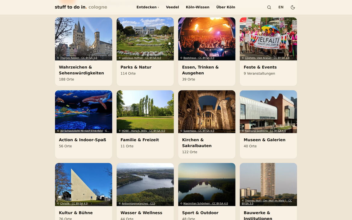 Web design reference stuff-to-do-in.cologne – Own projects