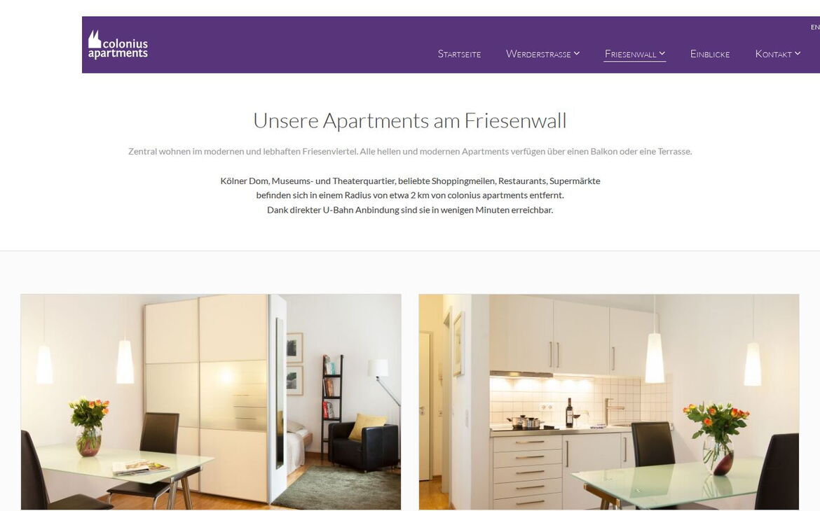 Standortseite Friesenwall auf colonius-apartments.com – Apartments mit Balkon oder Terrasse