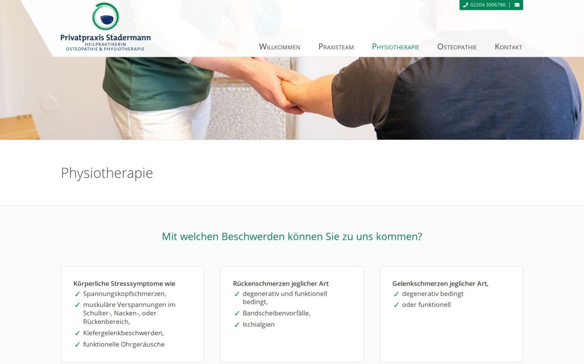 Webdesign-Referenz praxis-stadermann.de – Praxen