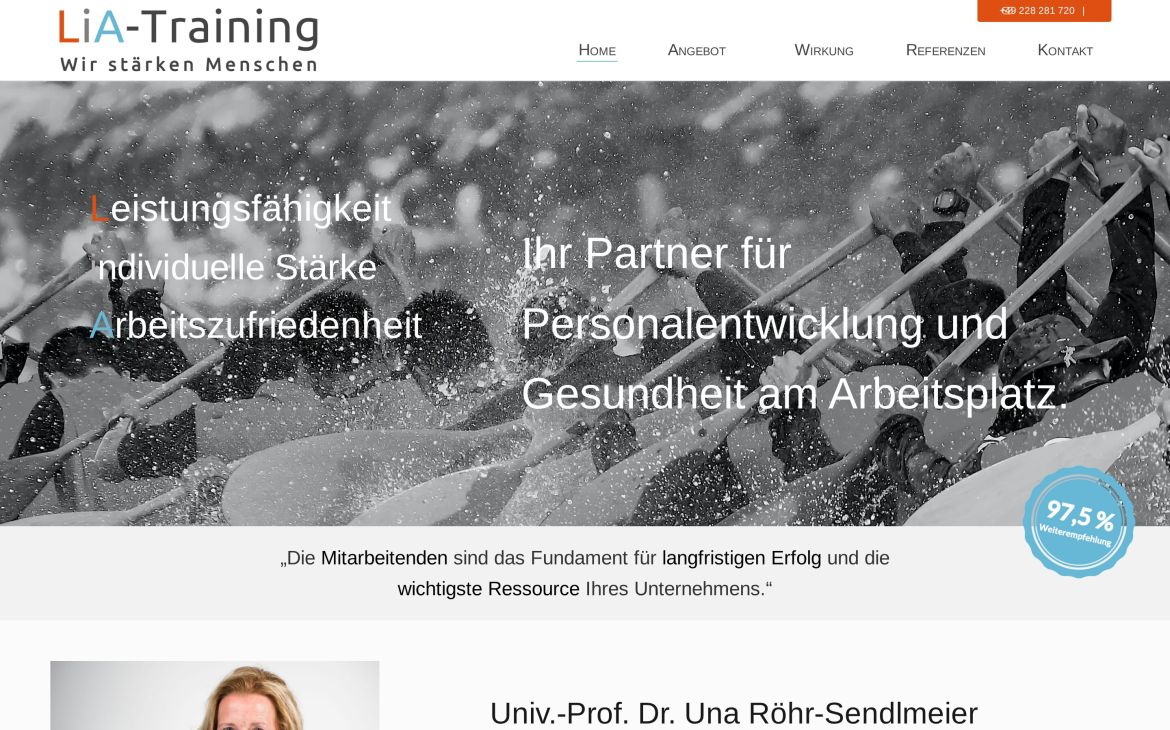 Webdesign-Referenz lia-training.de – Coaching & Training