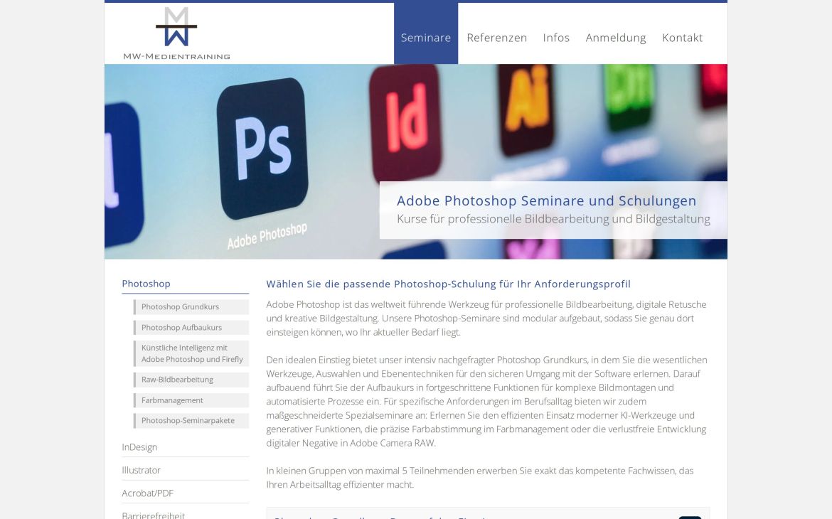Webdesign-Referenz mw-medientraining.de – Coaching & Training