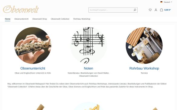 Webdesign-Referenz oboenwelt.de – Shops