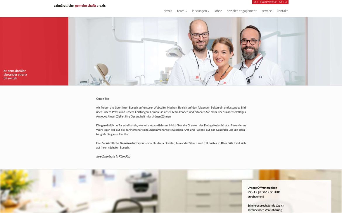 Webdesign-Referenz die3zahnaerzte.com – Praxen