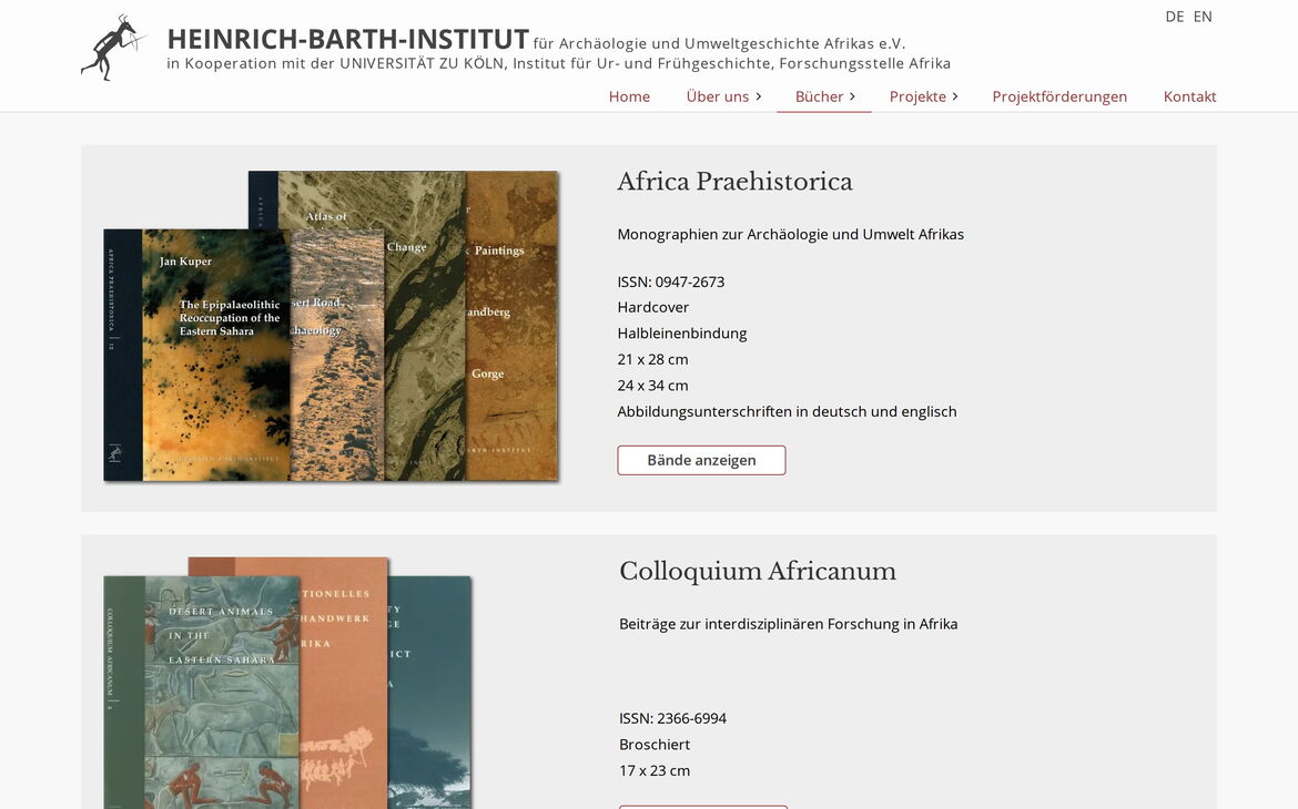 Screenshot der Webseite hbi.uni-koeln.de
