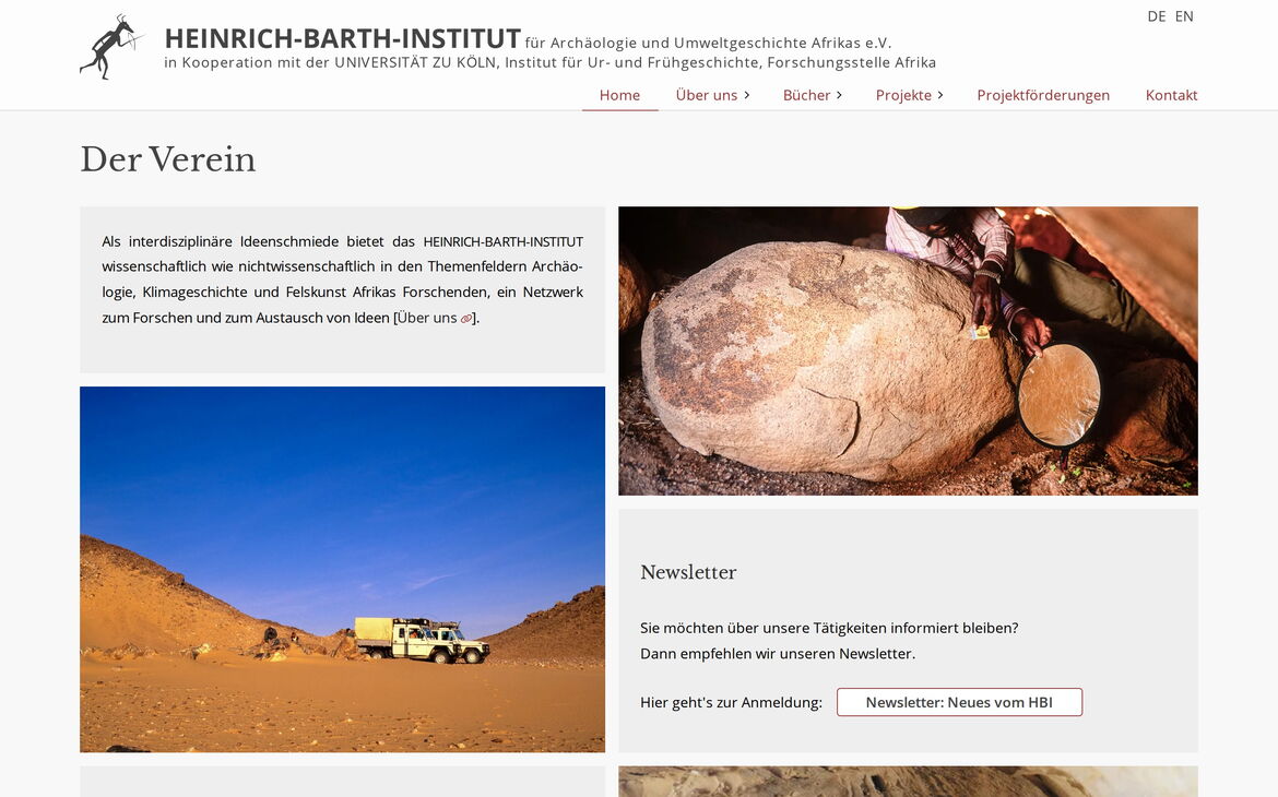 Screenshot der Webseite hbi.uni-koeln.de