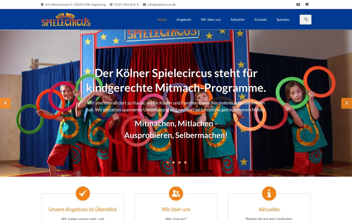 Webdesign-Referenz spielecircus.de – Kultur & Event