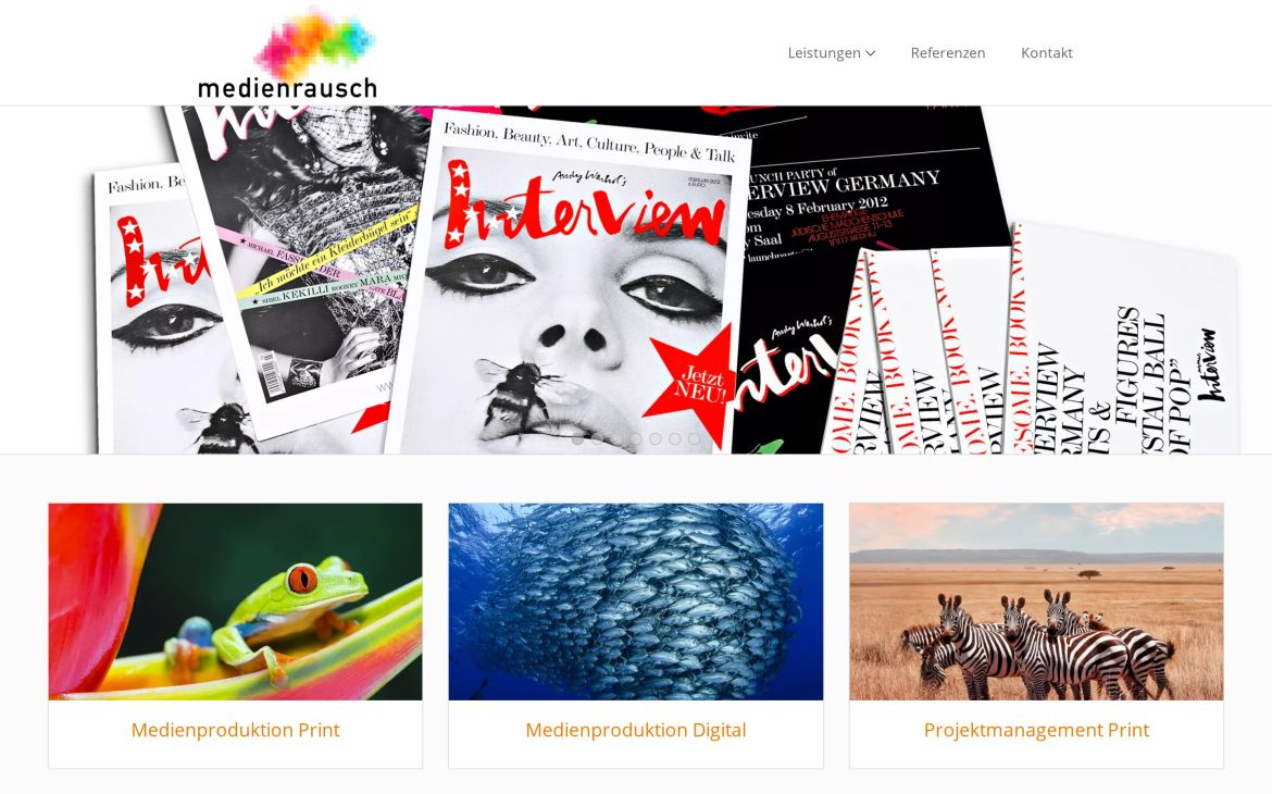 Webdesign-Referenz medienrausch.de – Foto, Film & Video