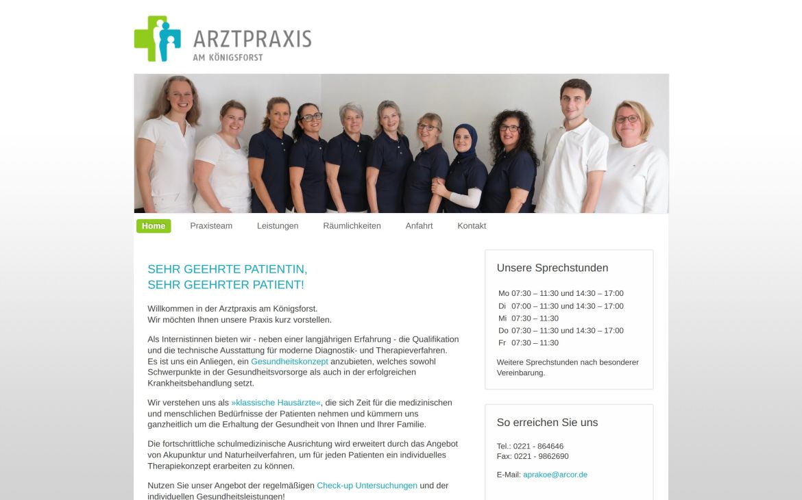 Webdesign-Referenz arztpraxis-koenigsforst.de – Praxen