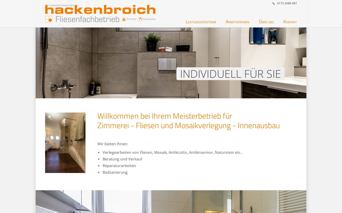 Screenshot der Webseite hackenbroich-bau.de