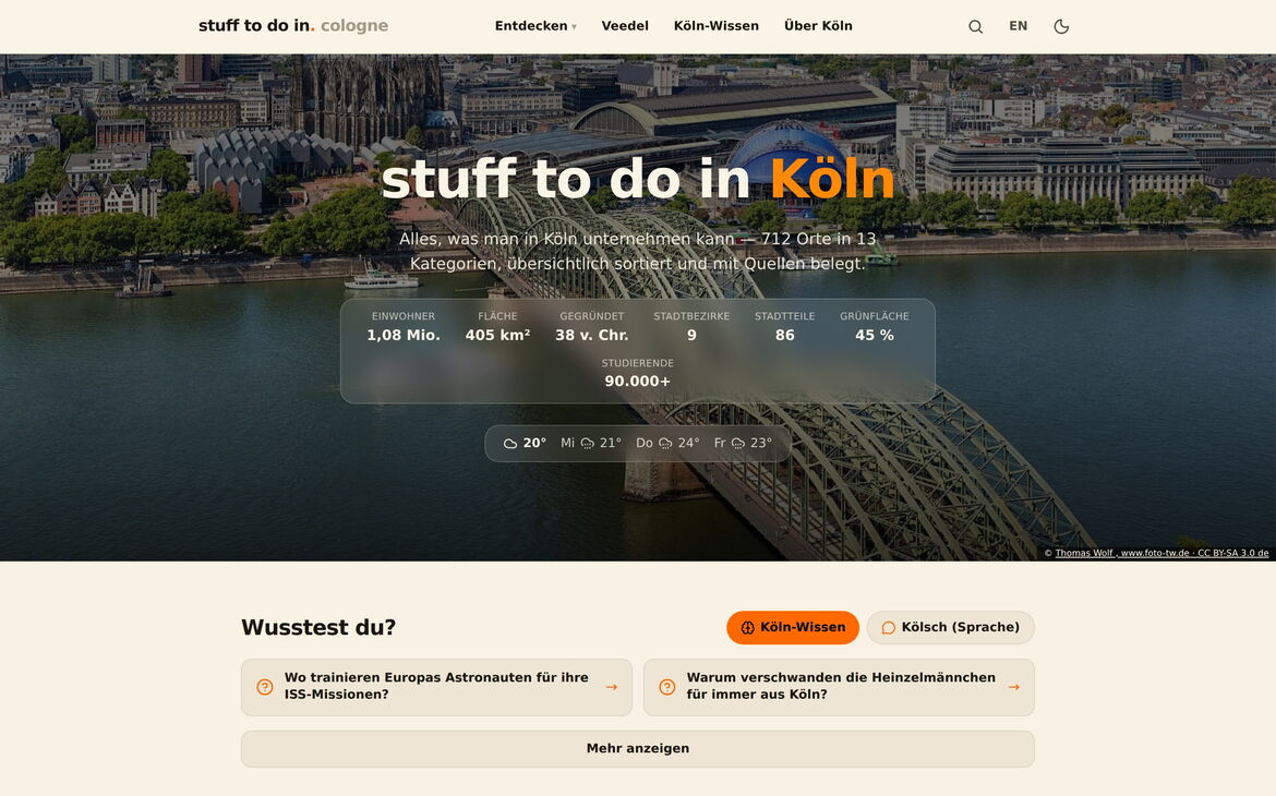 Web design reference stuff-to-do-in.cologne – homepage