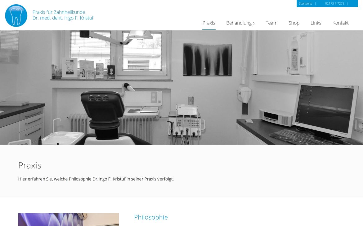 Webdesign-Referenz dr-kristuf.de – Praxen