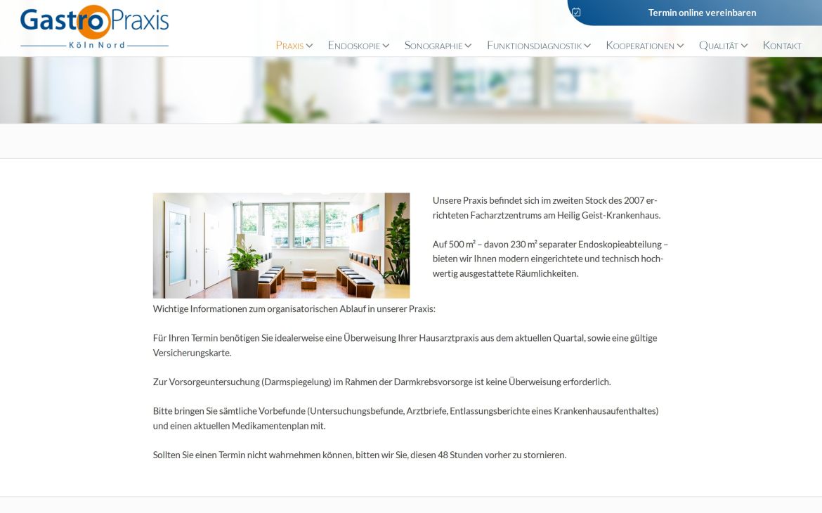 Webdesign-Referenz gastroenterologie-koeln-nord.de – Praxen