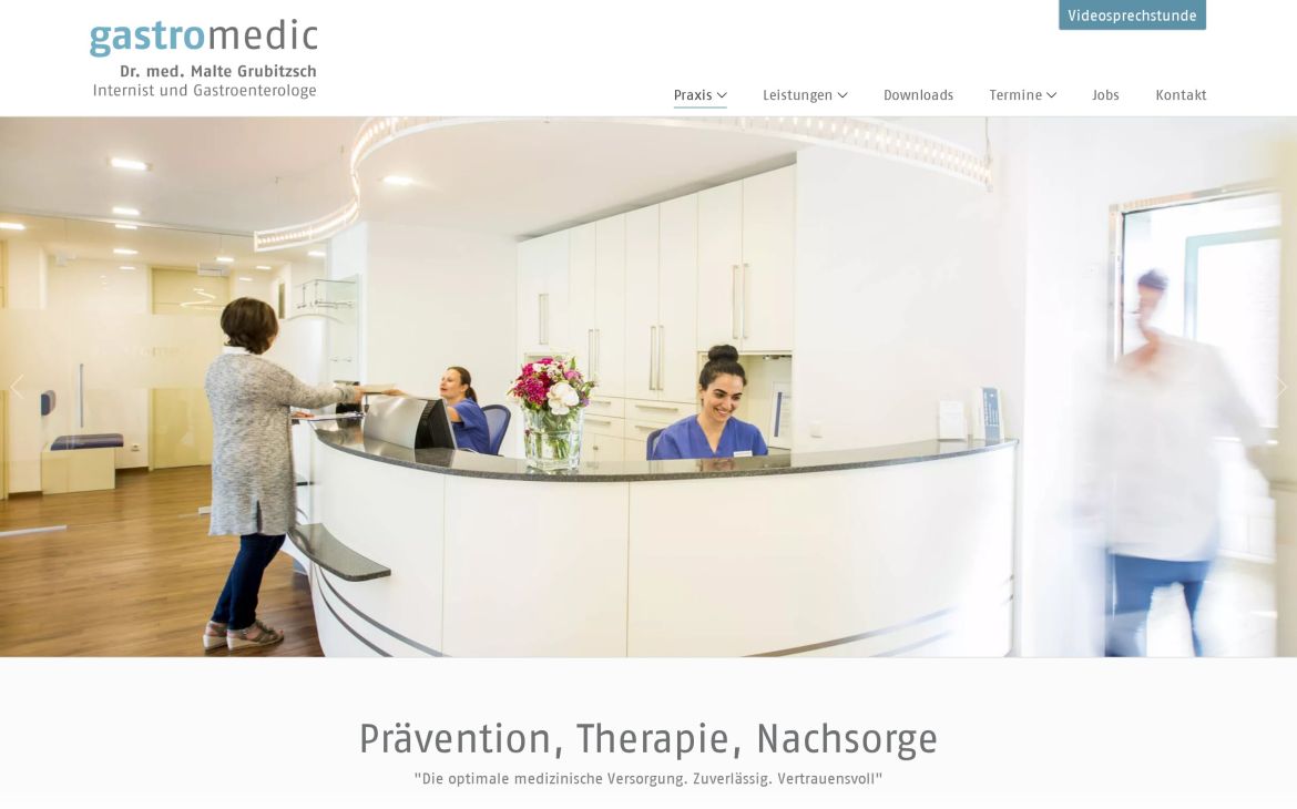 Webdesign-Referenz gastromedic.de – Praxen