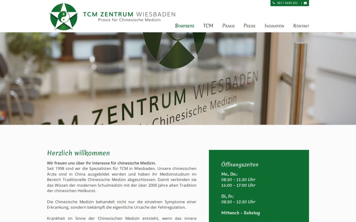Webdesign-Referenz tcm-zentrum-wiesbaden.de – Praxen