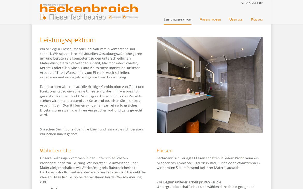 Screenshot der Webseite hackenbroich-bau.de