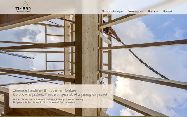 Screenshot der Webseite zimmerei-timbra.de