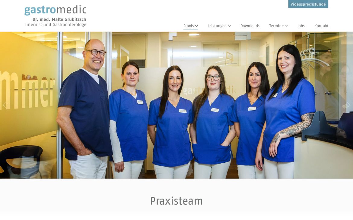 Webdesign-Referenz gastromedic.de – Praxen