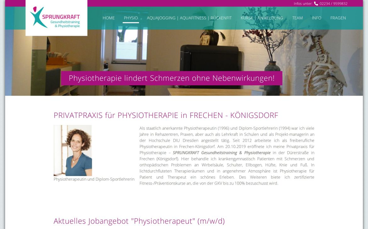 Webdesign-Referenz sprungkraft-koeln.de – Praxen