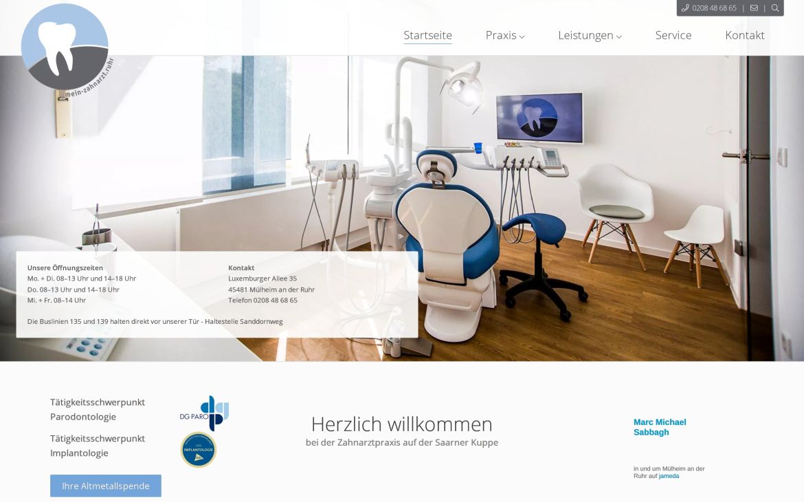 Webdesign-Referenz mein-zahnarzt.ruhr – Praxen