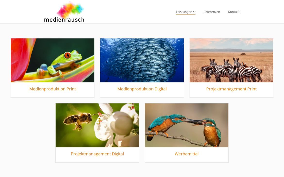 Webdesign-Referenz medienrausch.de – Foto, Film & Video
