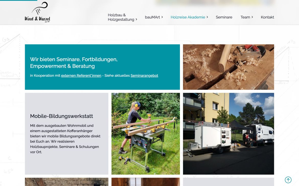Webdesign-Referenz wind-wurzel.de – Bau & Handwerk