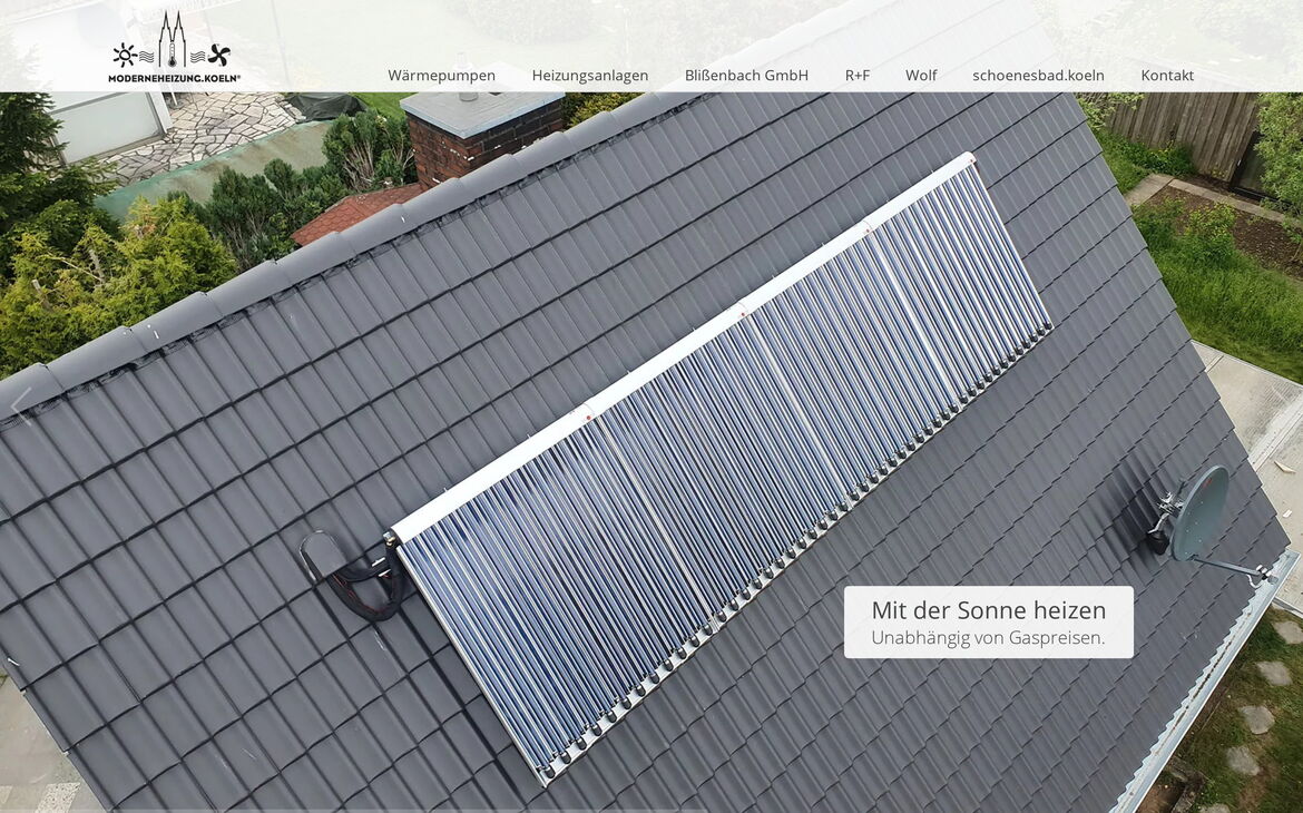 Screenshot der Webseite moderneheizung.koeln