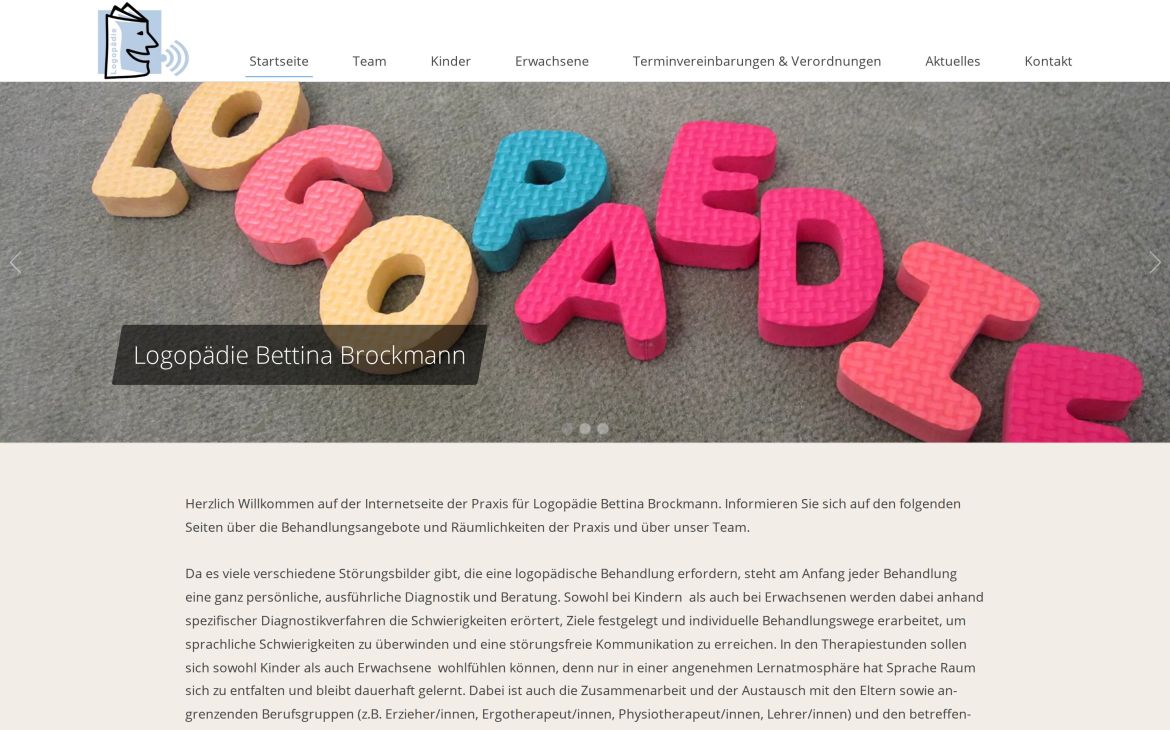 Webdesign-Referenz logopaedie-brockmann.de – Praxen