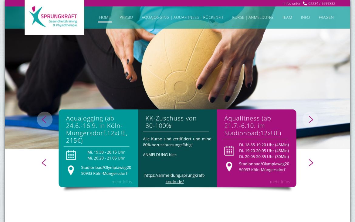 Webdesign-Referenz sprungkraft-koeln.de – Praxen
