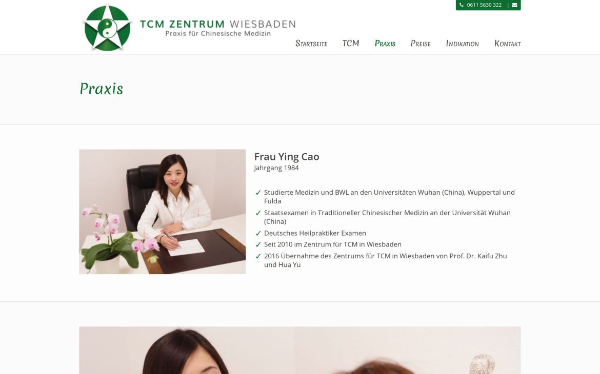 Webdesign-Referenz tcm-zentrum-wiesbaden.de – Praxen