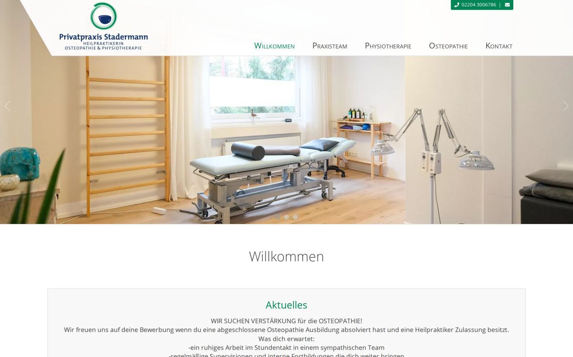Webdesign-Referenz praxis-stadermann.de – Praxen