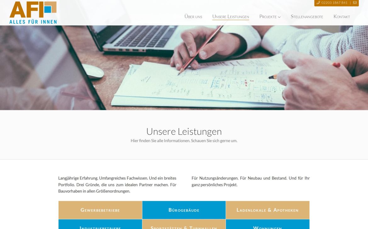 Webdesign-Referenz afi-ausbau.de – Bau & Handwerk