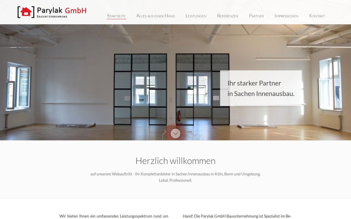 Webdesign-Referenz bauunternehmen-parylak.de – Bau & Handwerk
