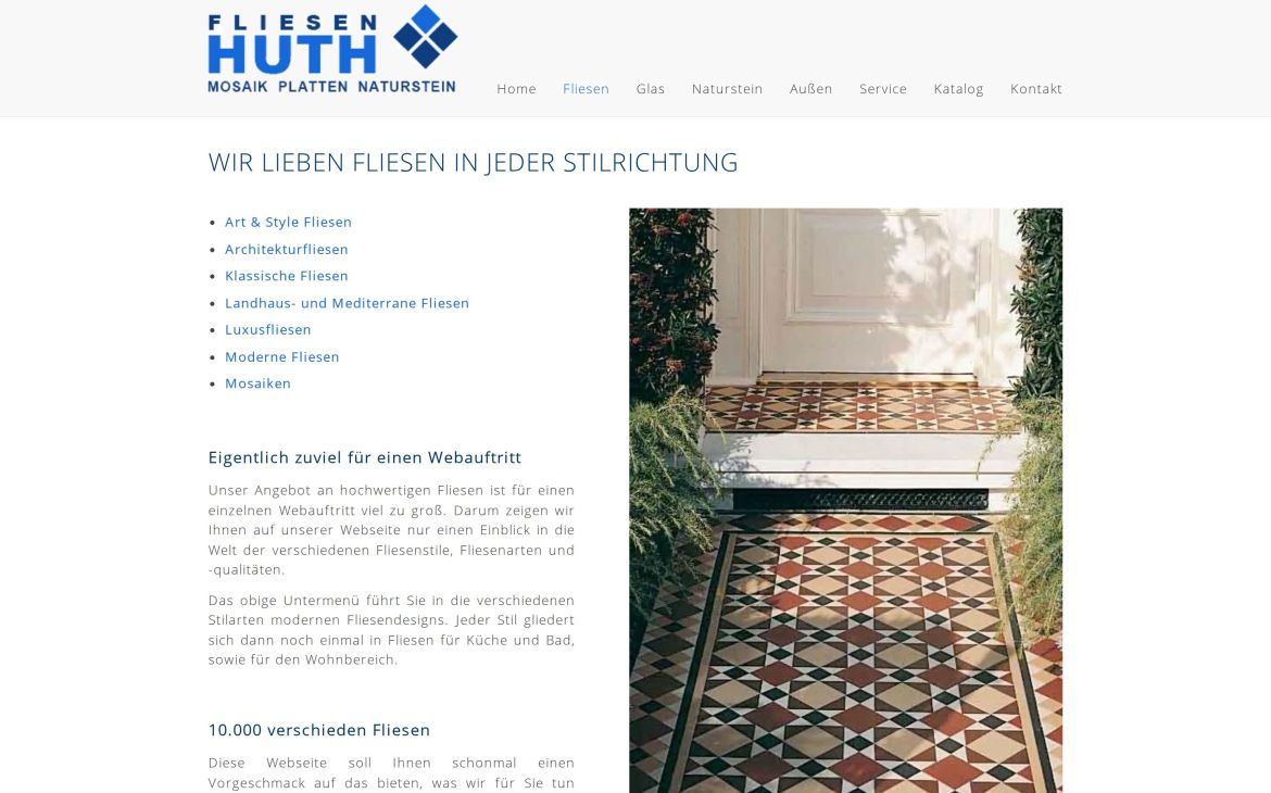 Webdesign-Referenz fliesen-huth.de – Bau & Handwerk