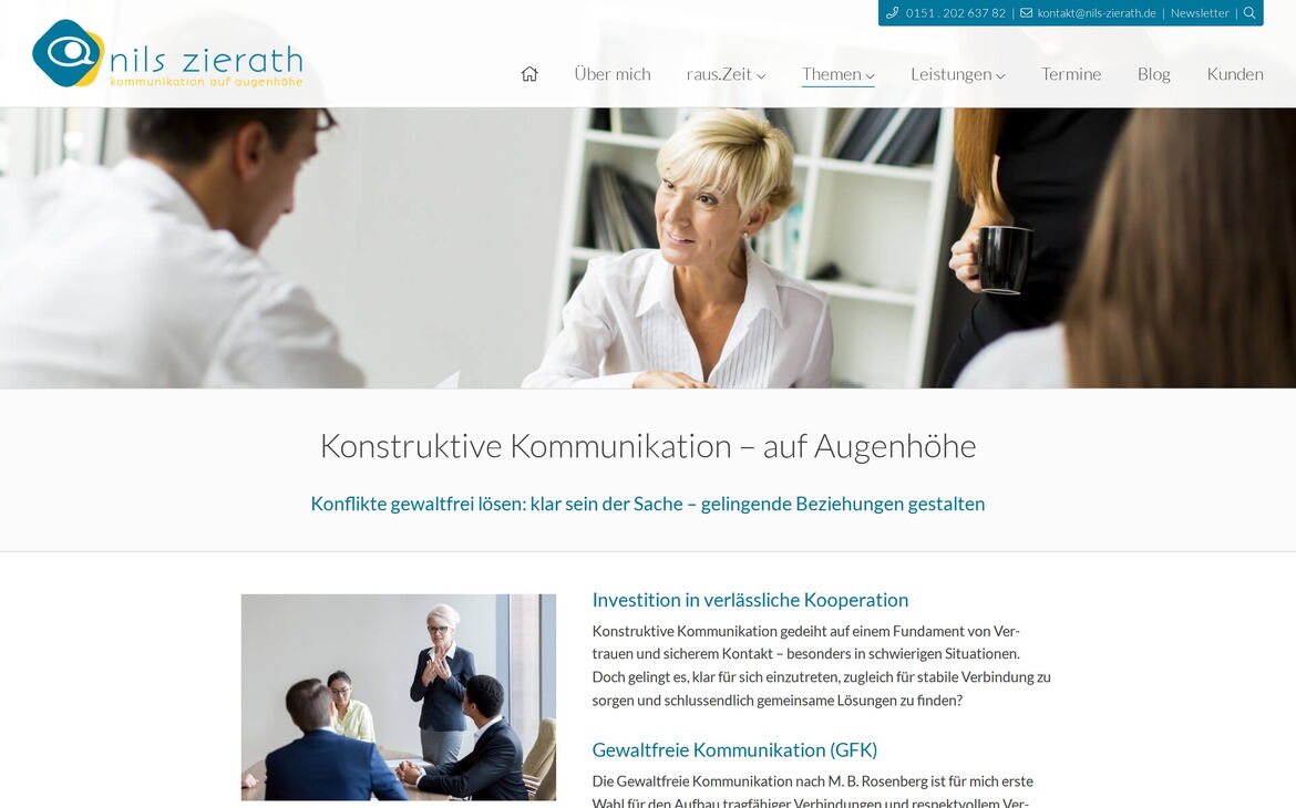 Webdesign-Referenz nils-zierath.de – Coaching & Training