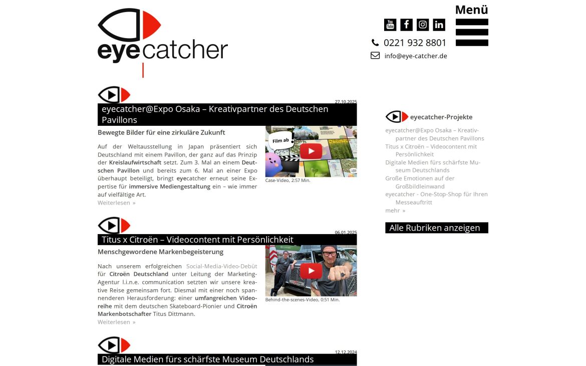 Webdesign-Referenz eye-catcher.de – Foto, Film & Video